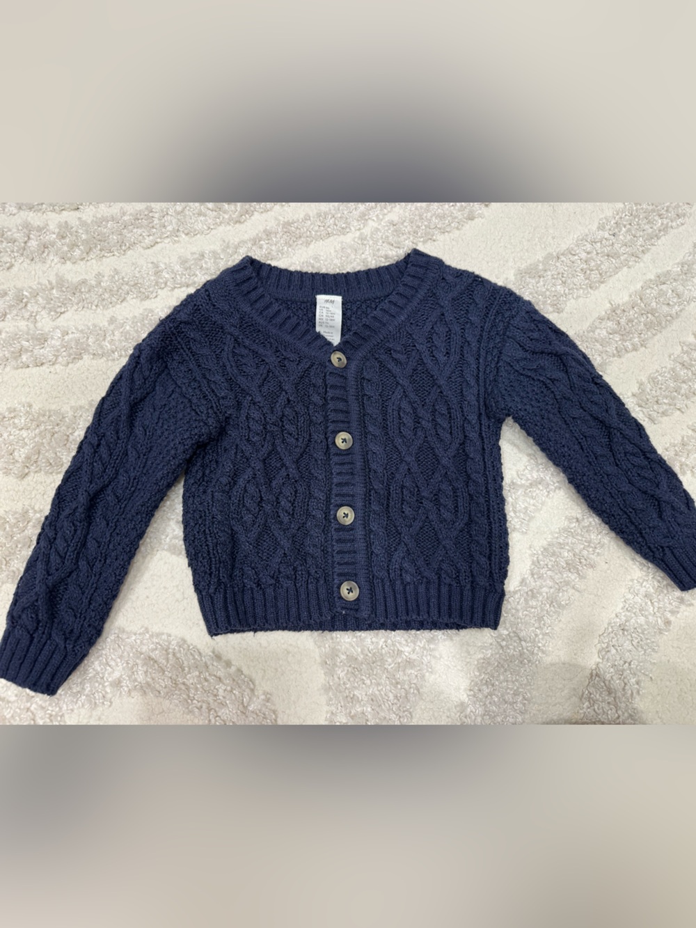 ' Navy Cable Knit Button-Front Sweater